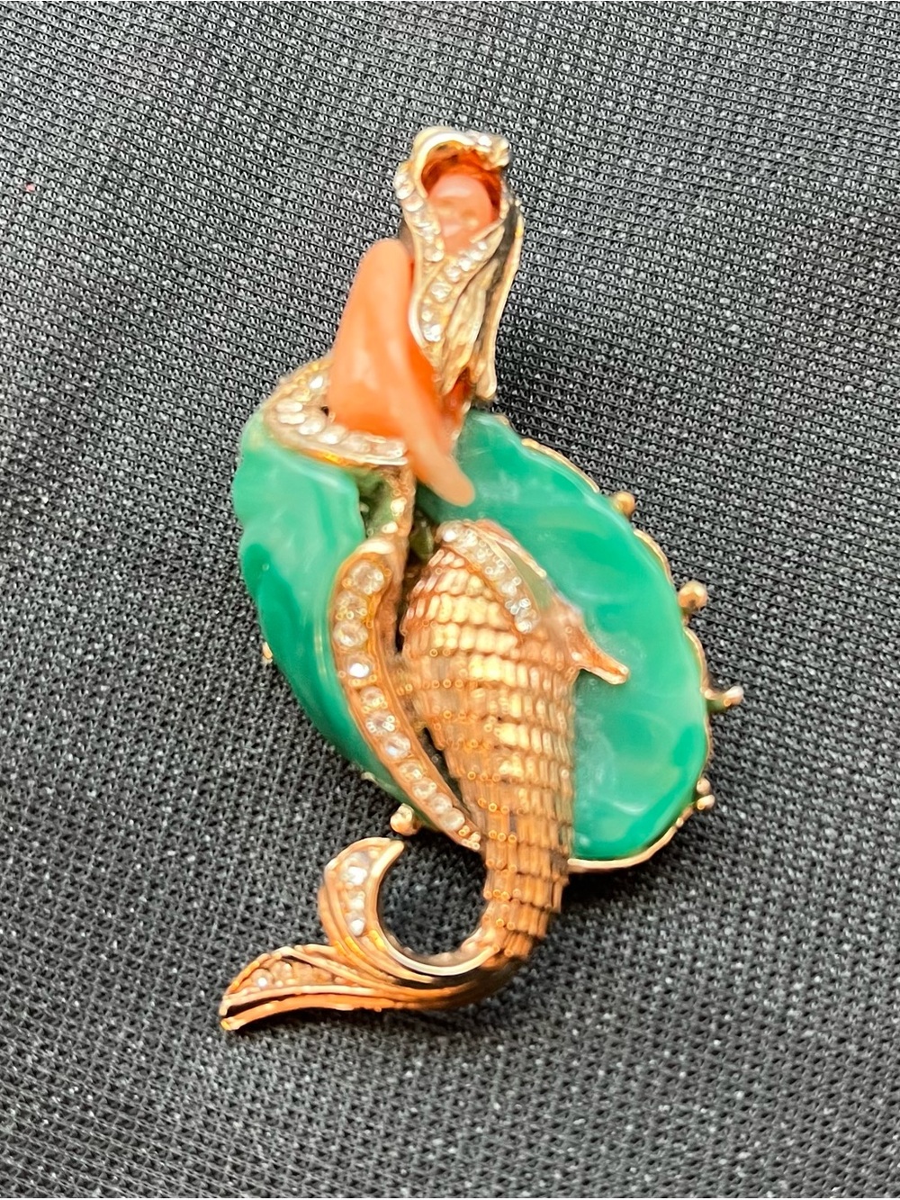 Vintage Hattie Carnegie Mermaid Clam shell Rhinestone Brooch - Picture 5 of 5